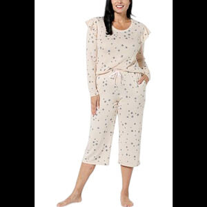 Comfort Code Women's 2-piece Knit PJ Set Oatmeal Tossed Stars - Regular